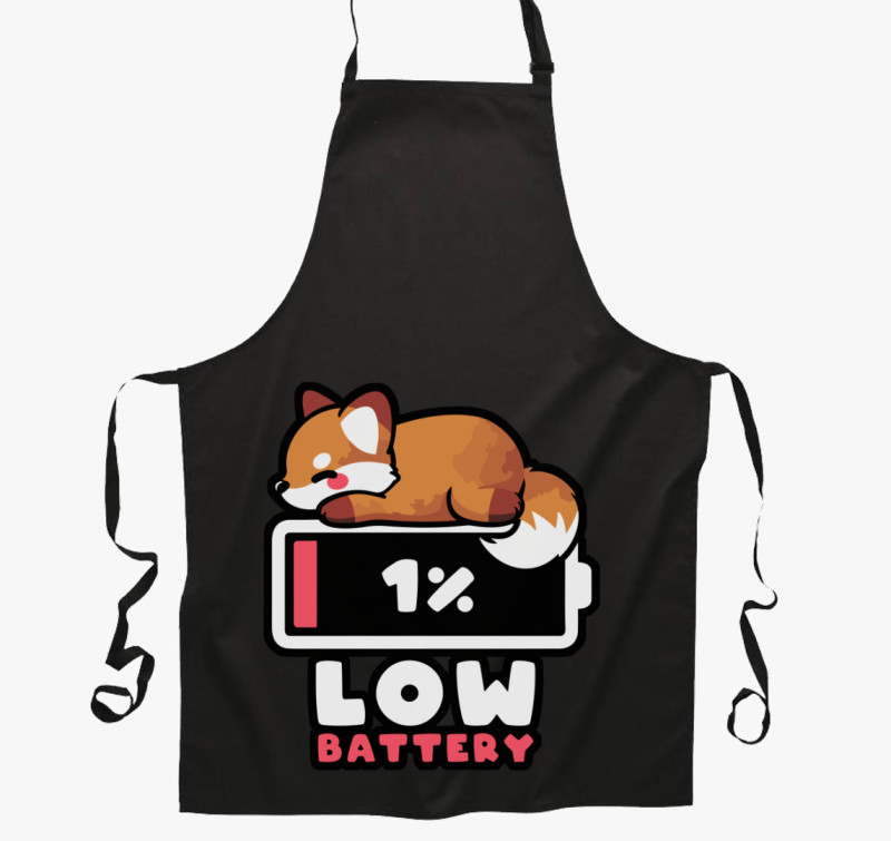 Low Battery kötény — Fekete