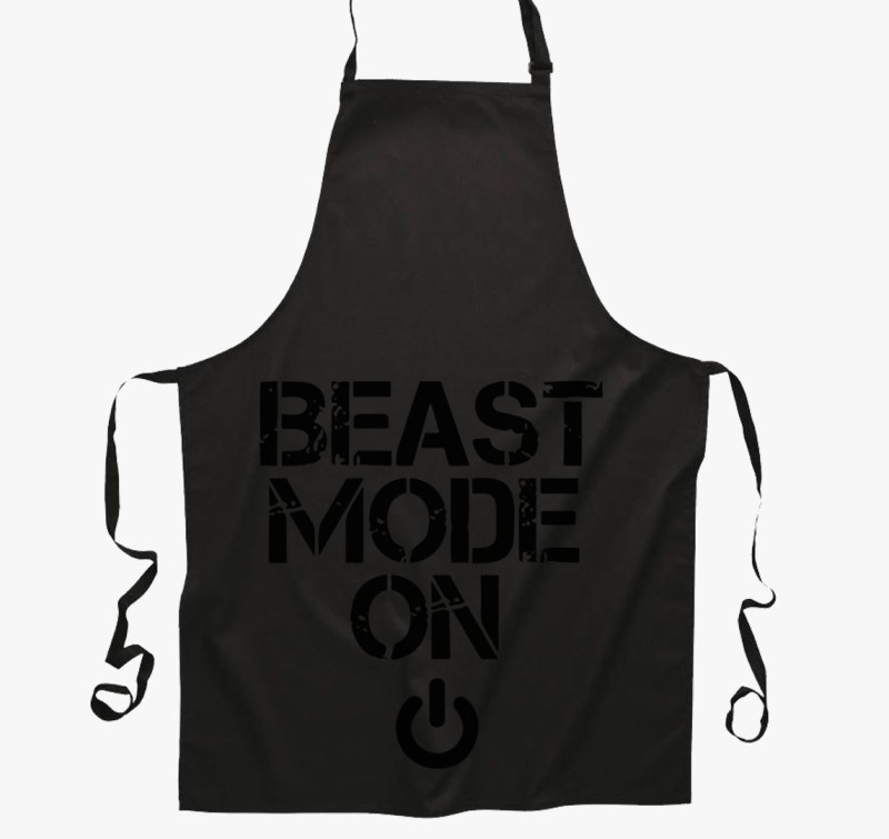 Beast mode on feliratú kötény — Fekete