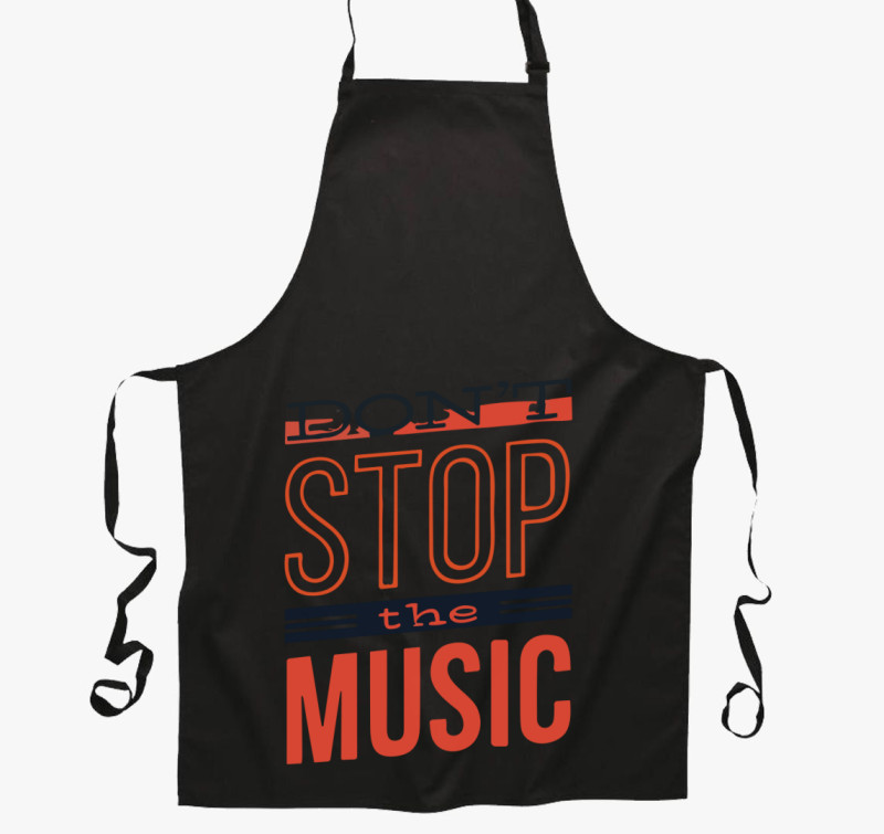 Dont stop the music kötény — Fekete