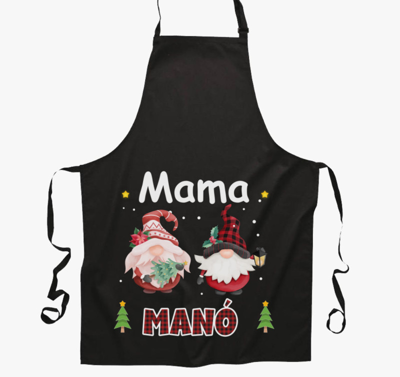 Mama karácsonyi manó kötény — Fekete