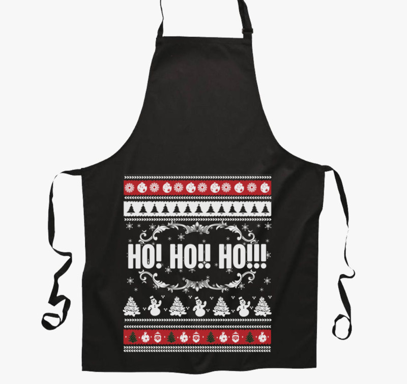 Ho ho ho karácsonyi mintás kötény — Fekete