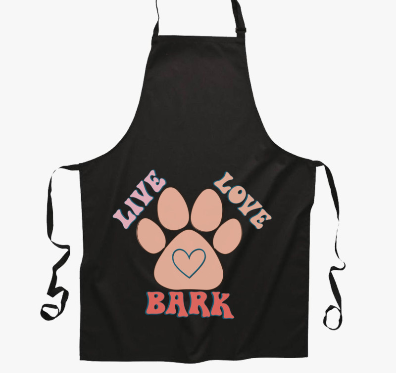 Live Love Bark kötény — Fekete