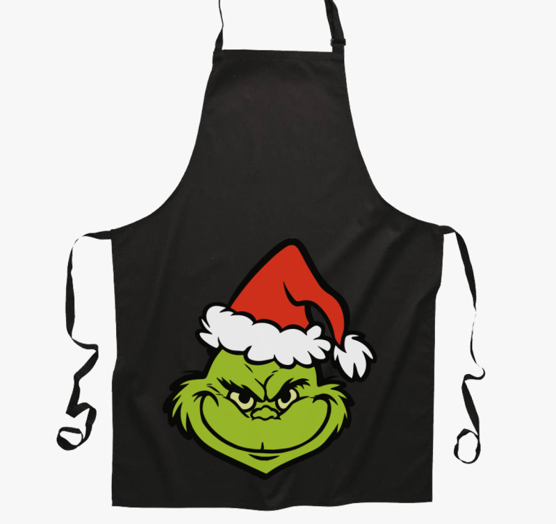 Grinchfej kötény — Fekete