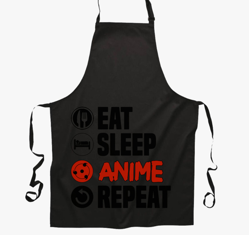 Eat sleep anime repeat kötény — Fekete