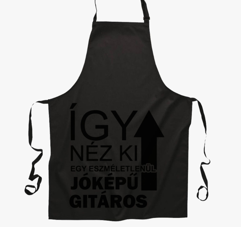 Így néz ki egy eszméletlenül jóképű gitáros kötény — Fekete