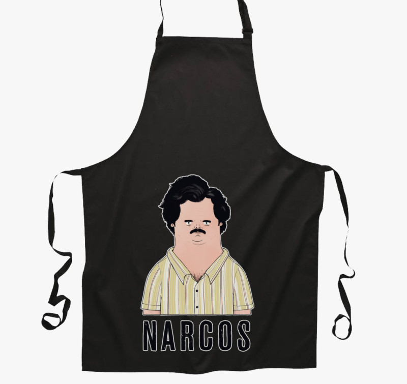 Escobar Cartoon - Narcos kötény — Fekete