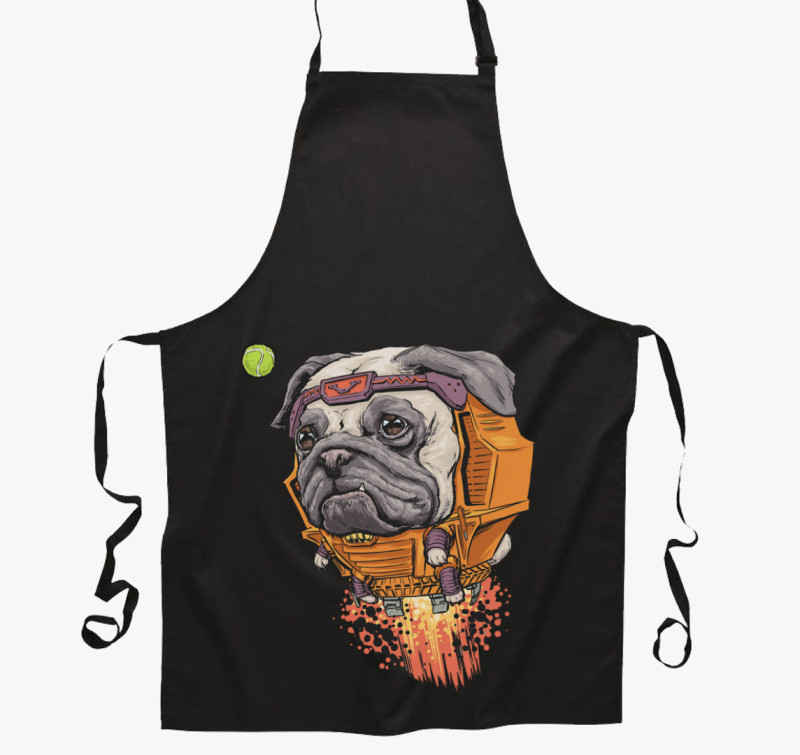 Modok mopsz kötény — Fekete