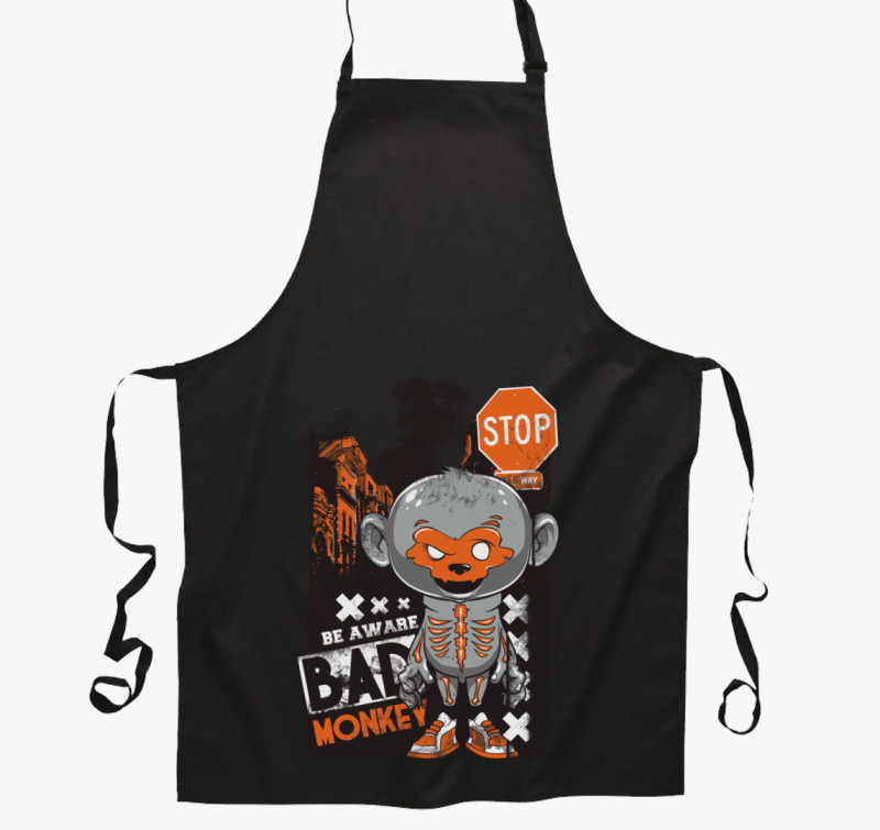 Bad monkey - Rossz majom kötény — Fekete