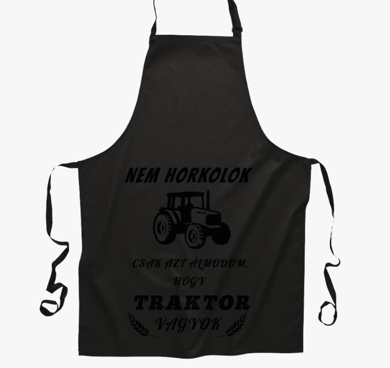 Traktoros kötény — Fekete