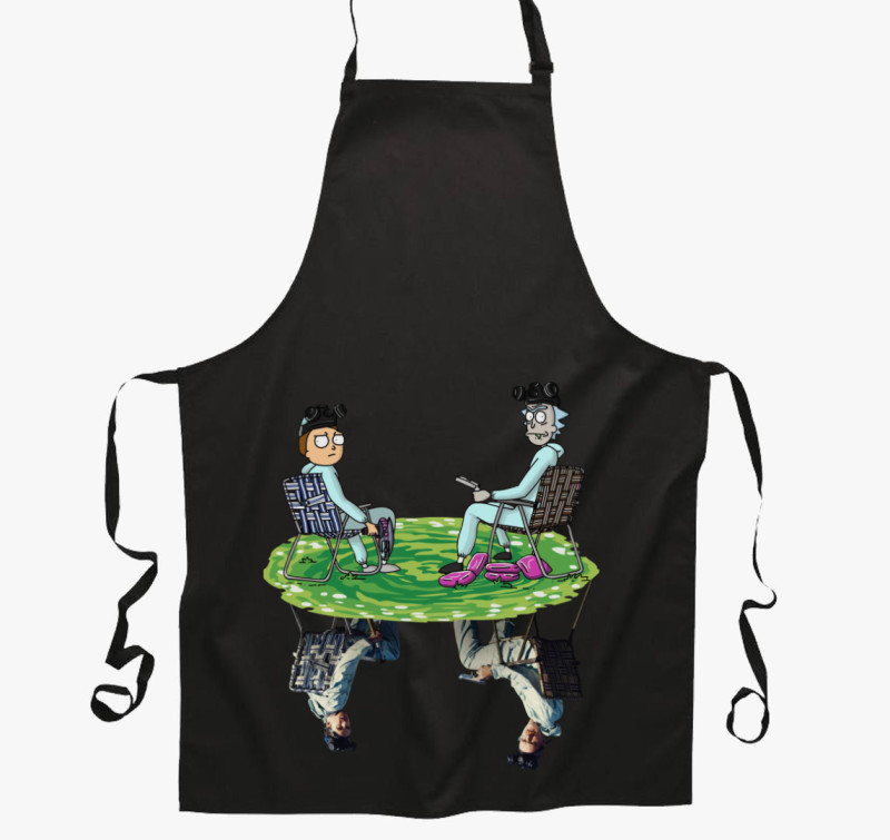 Rick és Morty Breaking Bad fúzió kötény — Fekete