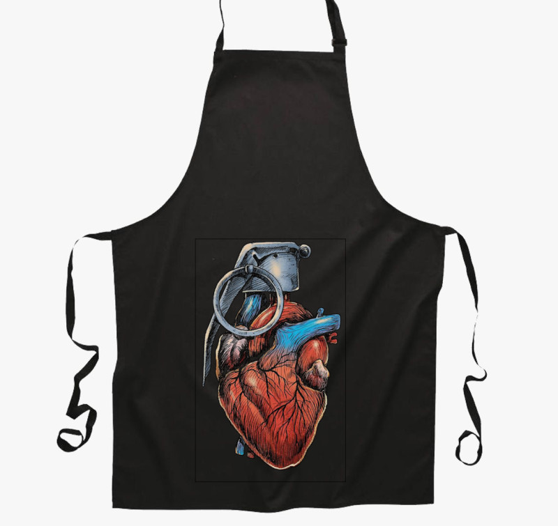 Heart Bomb kötény — Fekete