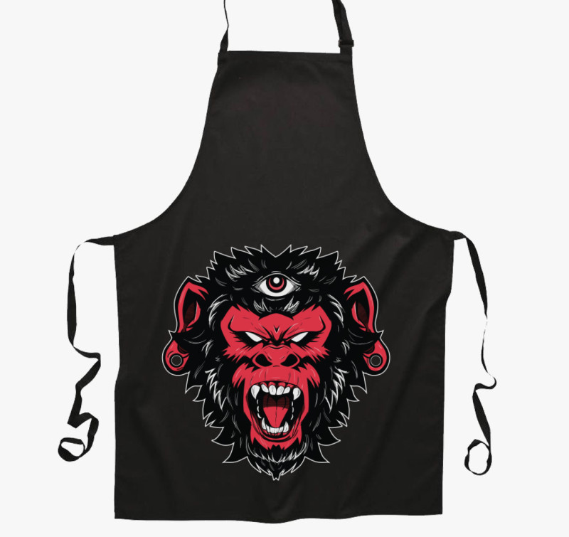 Red Monkey kötény — Fekete