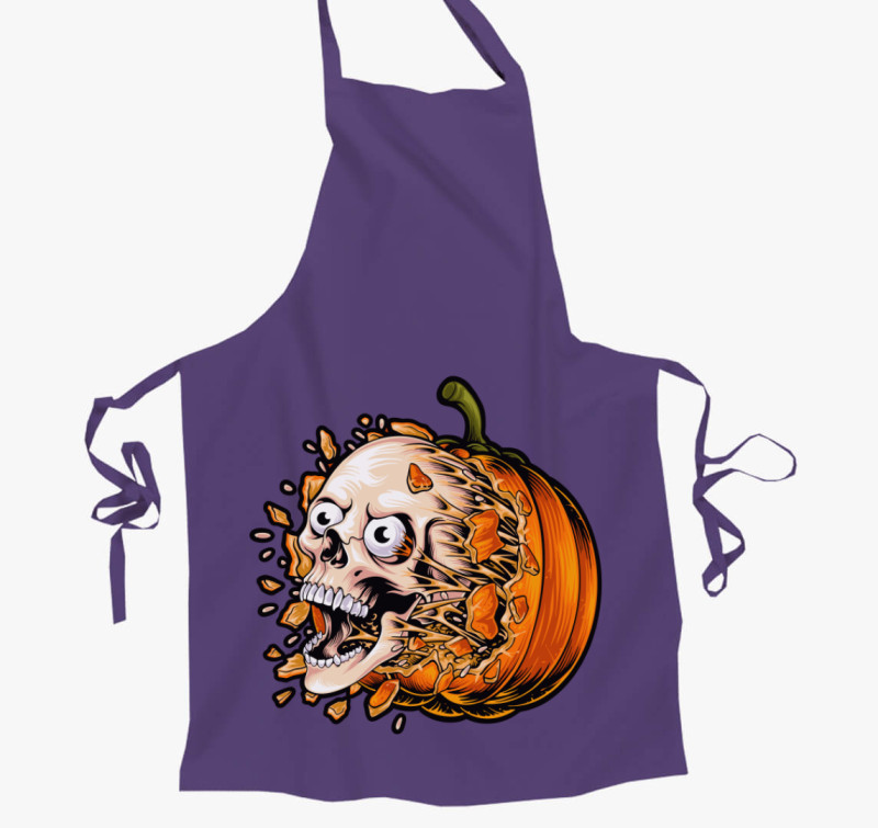 Ijesztő tökös Halloween kötény — Lila