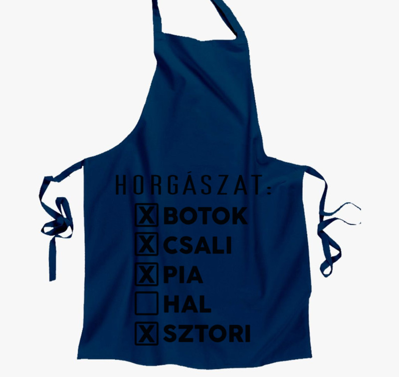 Horgász lista kötény — Tengerészkék