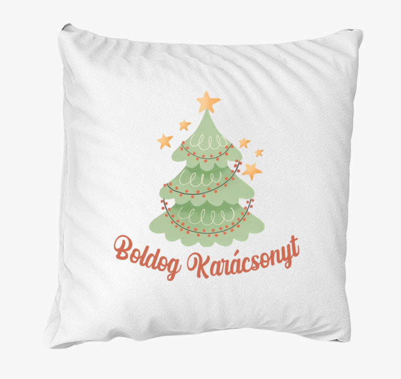 Boldog Karácsonyt Rajzos párna — Fehér