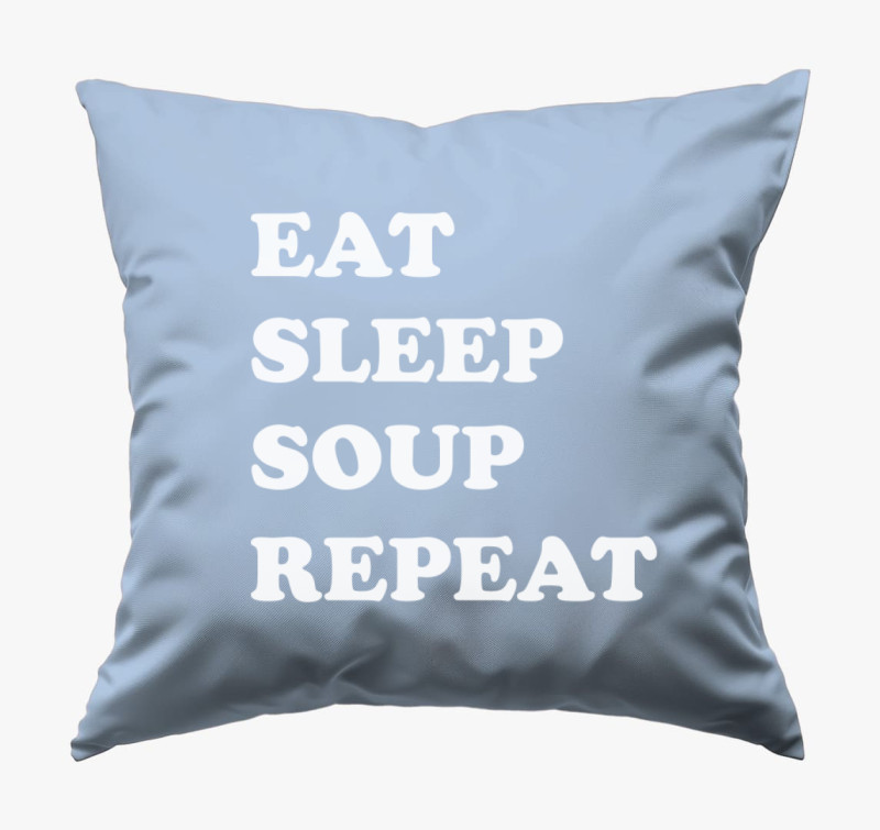 EAT SLEEP SOUP párna — Kék