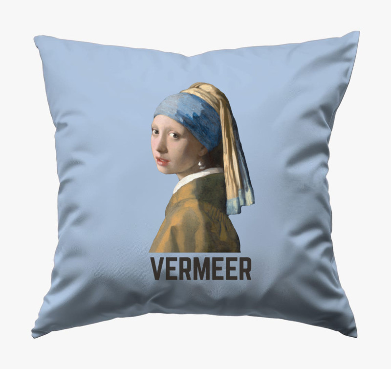 Lány gyöngy fülbevalóval Vermeer párna — Kék