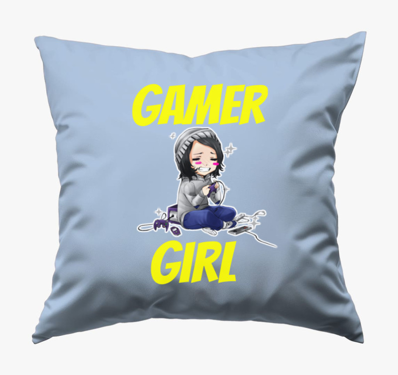 Gamer Girl v2 párna — Kék