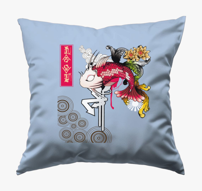 Japán koi pontyos párna — Kék