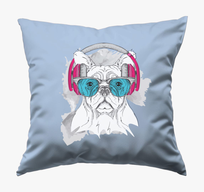 Frenchie Headphones párna — Kék
