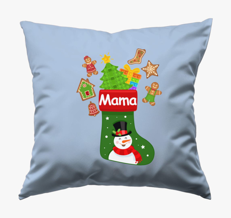 Mama karácsonyi zokni párna — Kék