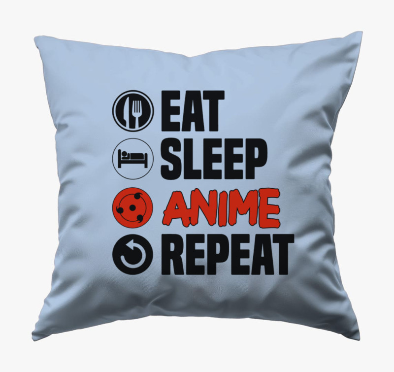 Eat sleep anime repeat párna — Kék