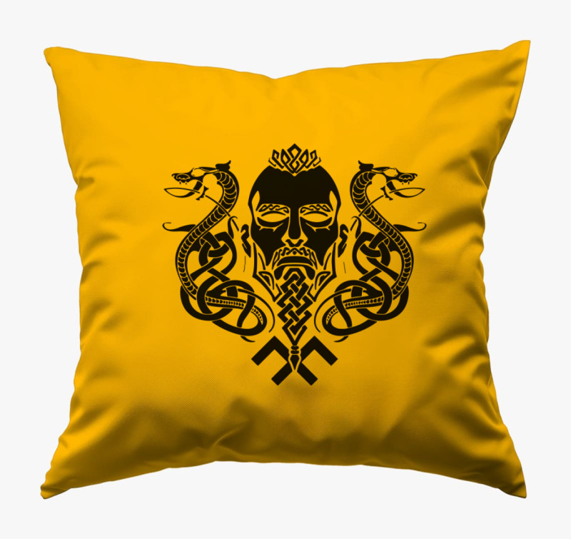 Valhalla viking párna — Napsárga