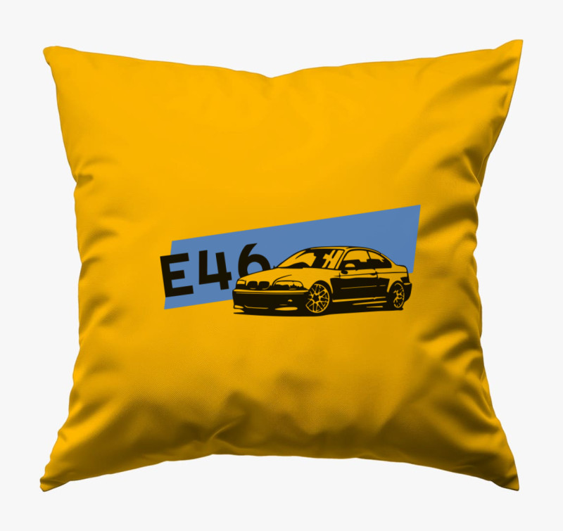 BMW E46 feliratos párna — Napsárga