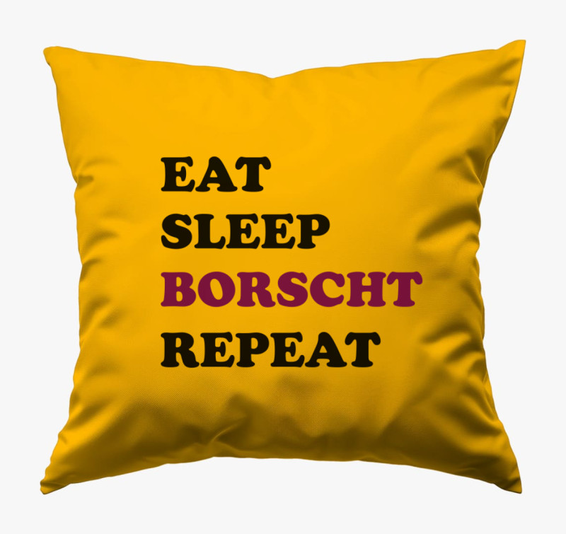 Eat Sleep Borscs párna — Napsárga