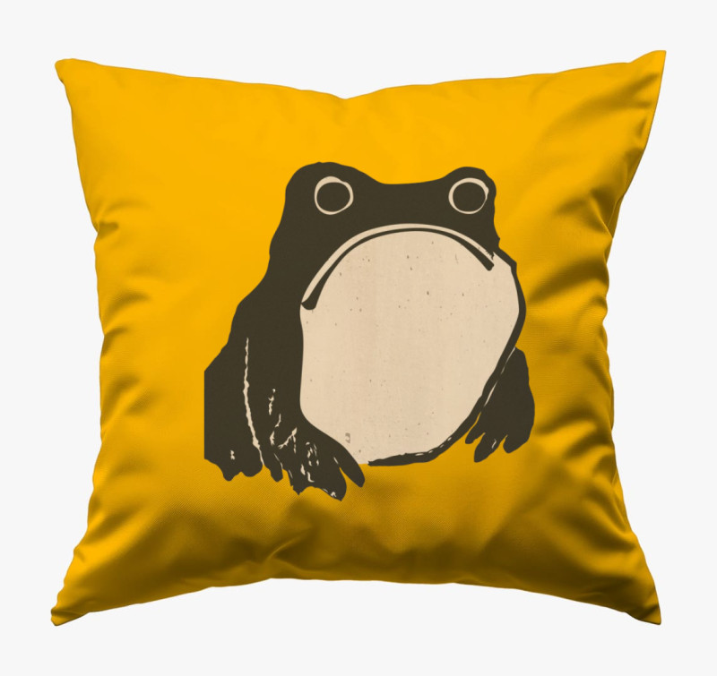 Sad frog vintage párna — Napsárga
