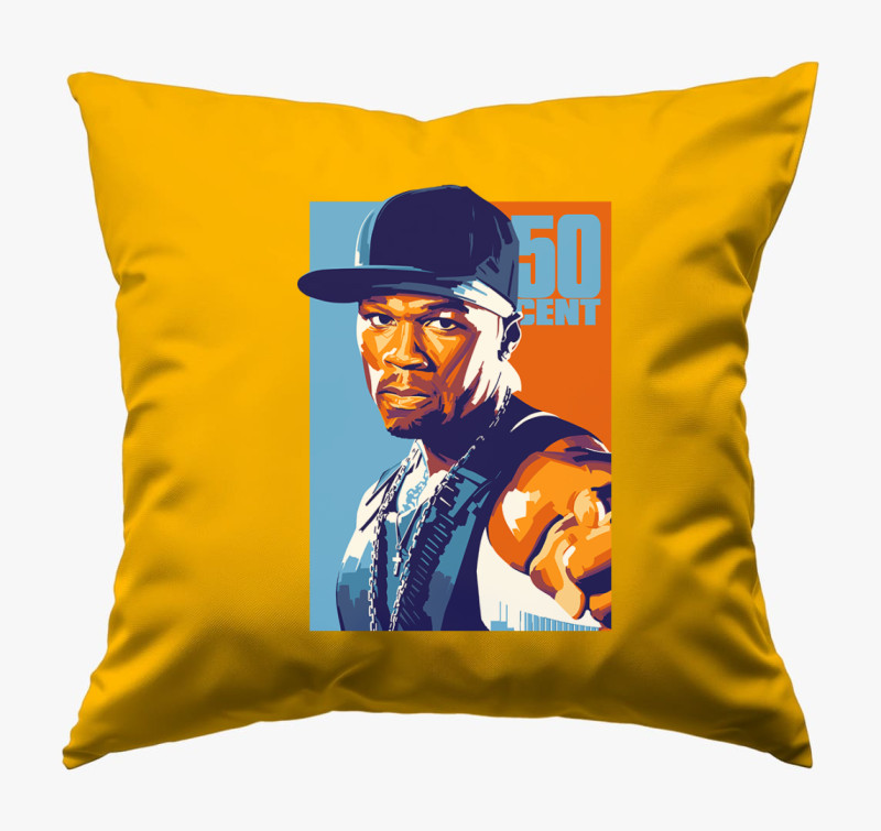 50 Cent  kék-narancssárga párna — Napsárga