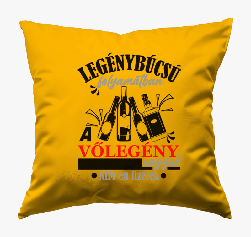 Legénybúcsús Vőlegény párna — Napsárga