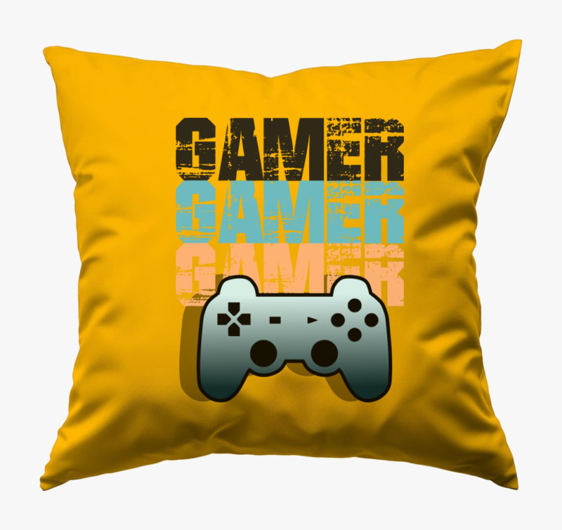Gamer mintás párna — Napsárga