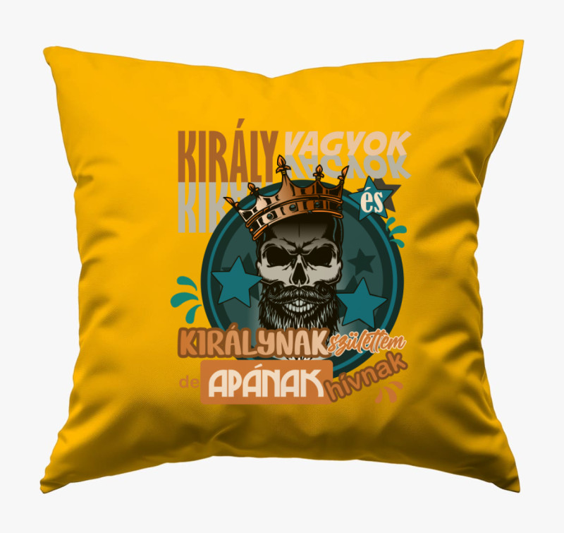 Király Apa mintás párna — Napsárga