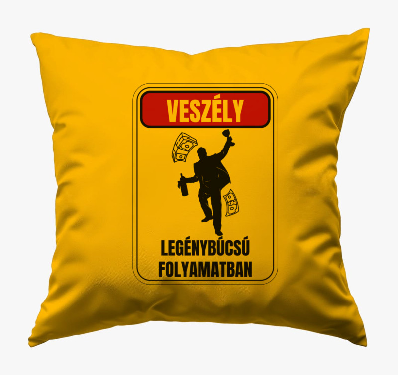 Veszély legénybúcsú folyamatban párna — Napsárga