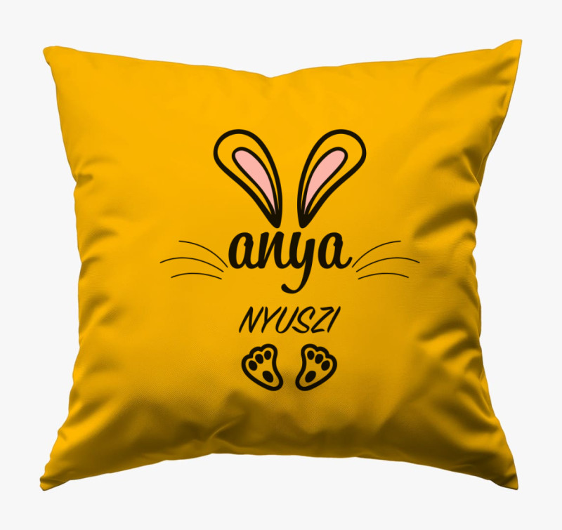Nyuszicsalád anya nyuszi párna — Napsárga