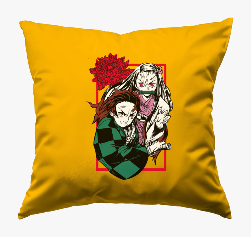 Demon slayer tesók párna — Napsárga