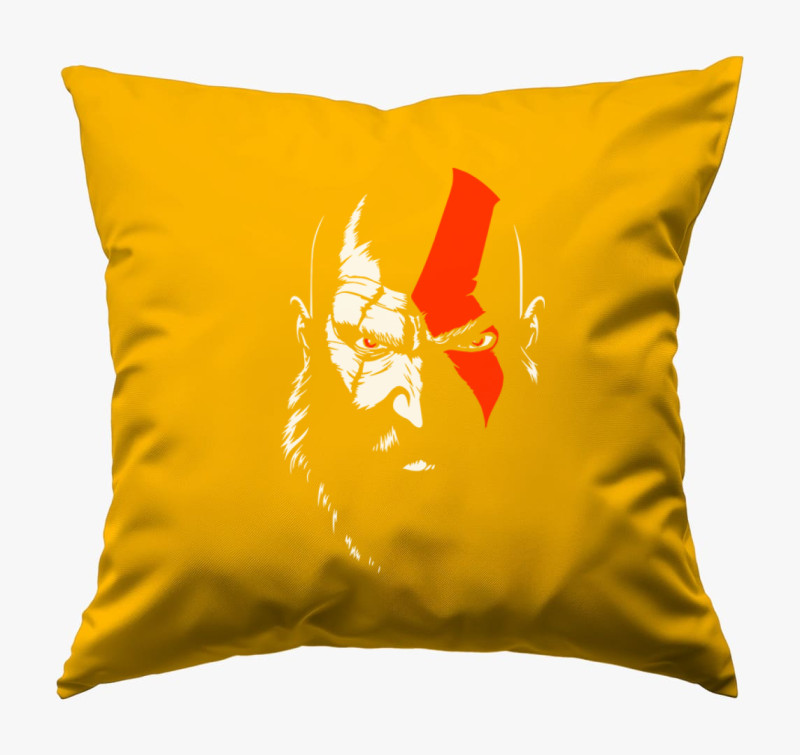 God of War - Kratos fanart párna — Napsárga