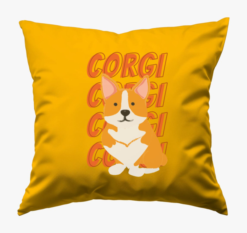 Corgi mintás párna — Napsárga