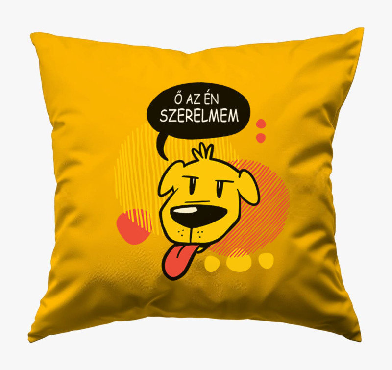 Szerelmes kutyás párna — Napsárga