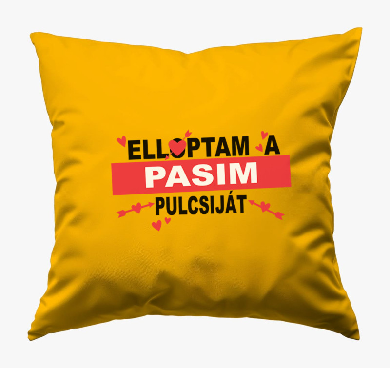 Elloptam a pasim pulcsiját párna — Napsárga