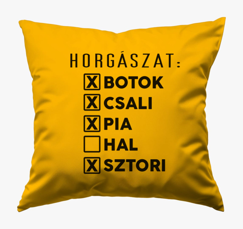 Horgász lista párna — Napsárga