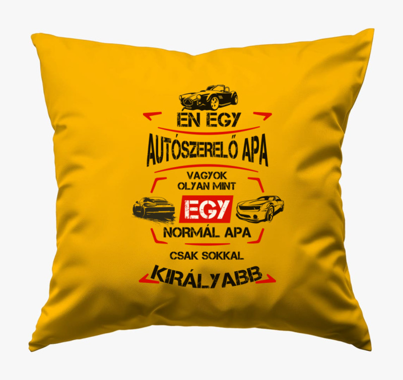 Király Autószerelő Apa párna — Napsárga
