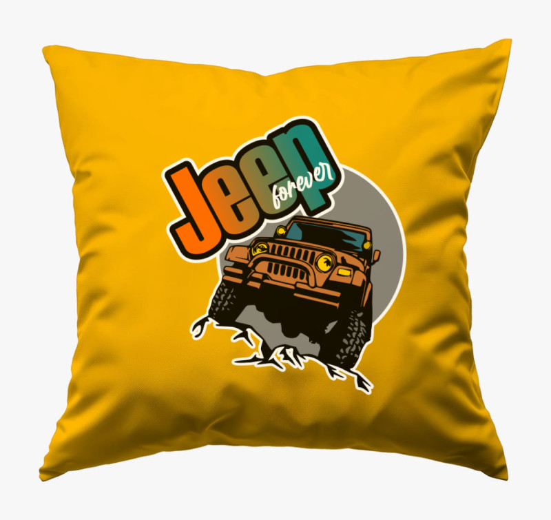 Jeep forever mintás párna — Napsárga