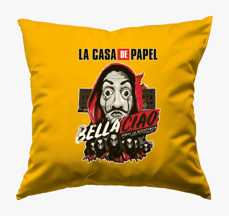 La Casa De Papel - Bella Ciao párna — Napsárga