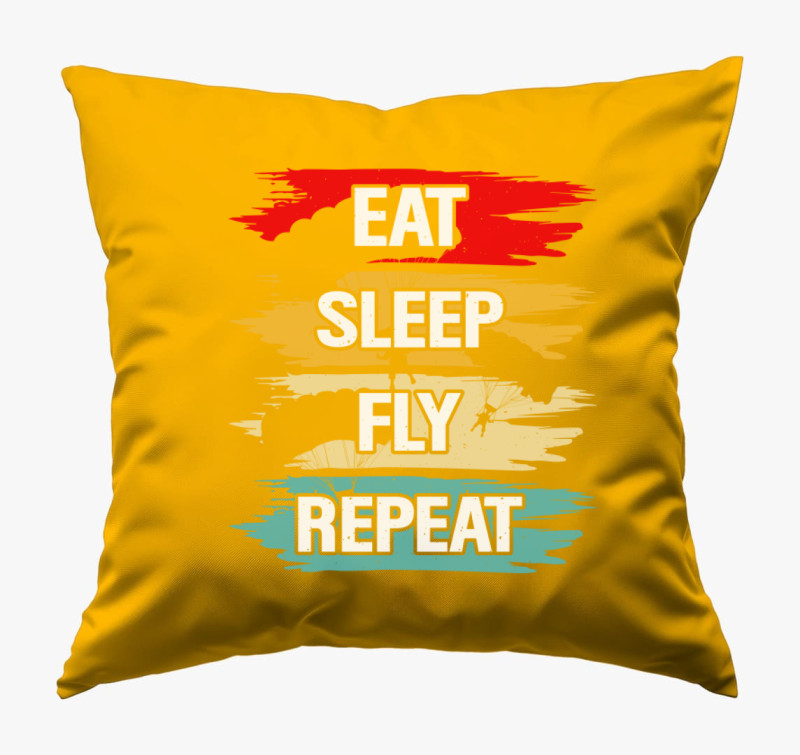Eat sleep fly repeat párna — Napsárga