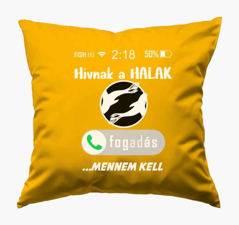 Hívnak a halak mintás párna — Napsárga