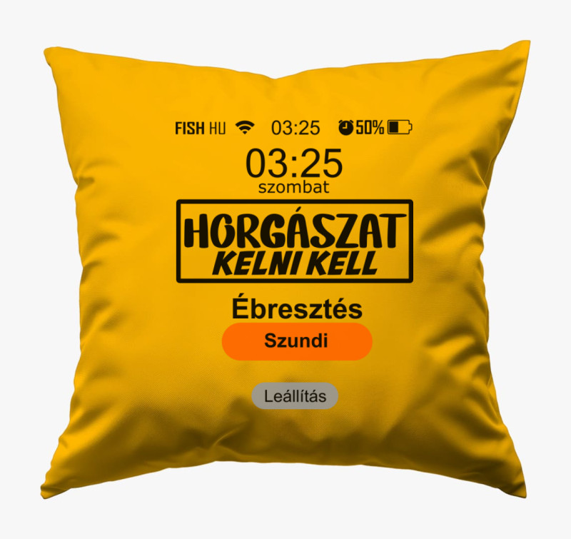 Ébresztenek a halak mintás párna — Napsárga