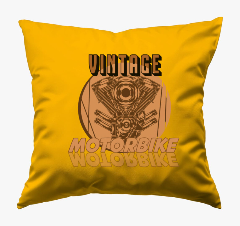 Vintage Motorbike mintás párna — Napsárga