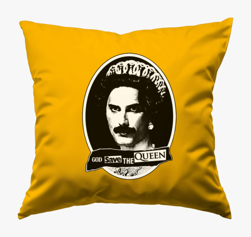 God Save The Queen (Freddie Mercury X Sex Pistols) párna — Napsárga